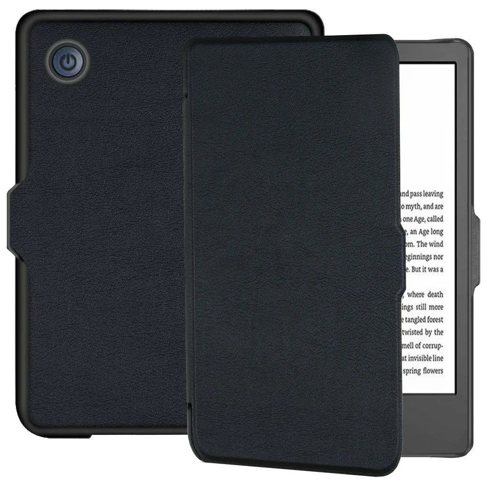 For Tolino Shine 4 Case Book Style PC + PU Leather E-Reader Protective Cover with Auto Sleep  /  Wake - Black - 1