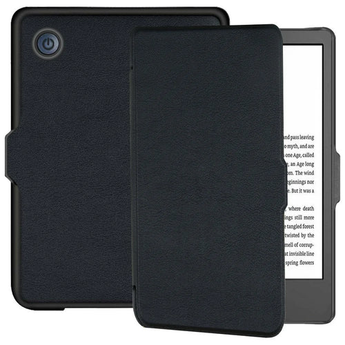 For Tolino Shine 4 Case Book Style PC + PU Leather E-Reader Protective Cover with Auto Sleep  /  Wake - Black - 1