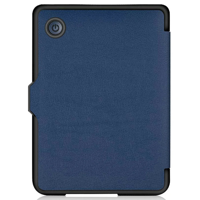For Tolino Shine 4 Case Origami Stand PC + PU Leather E-Reader Protective Cover with Auto Sleep  /  Wake - Dark Blue - 4