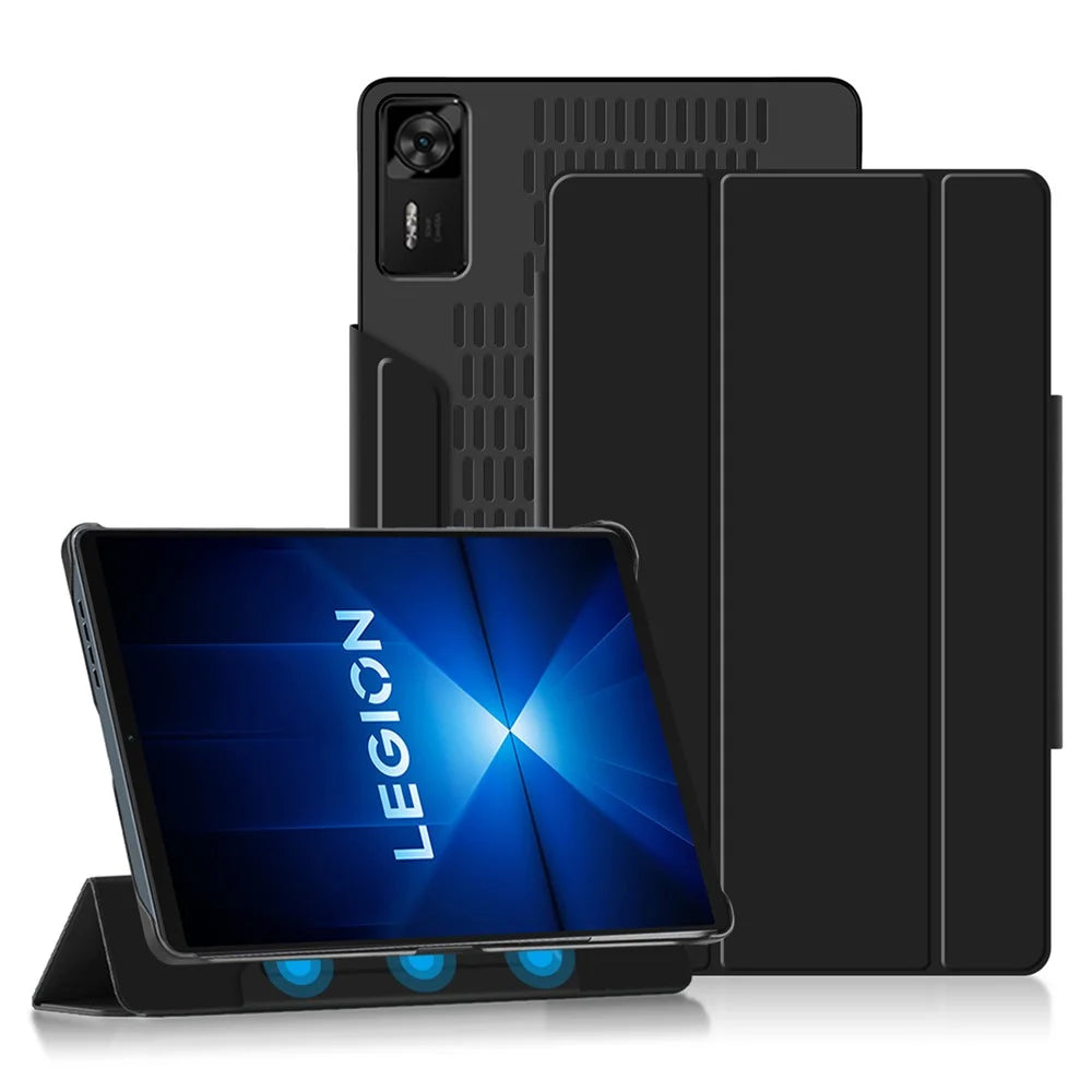 For Lenovo Legion Y700 (2025) Case Stand PU Leather Magnetic Detachable Tablet Cover - Black - 1