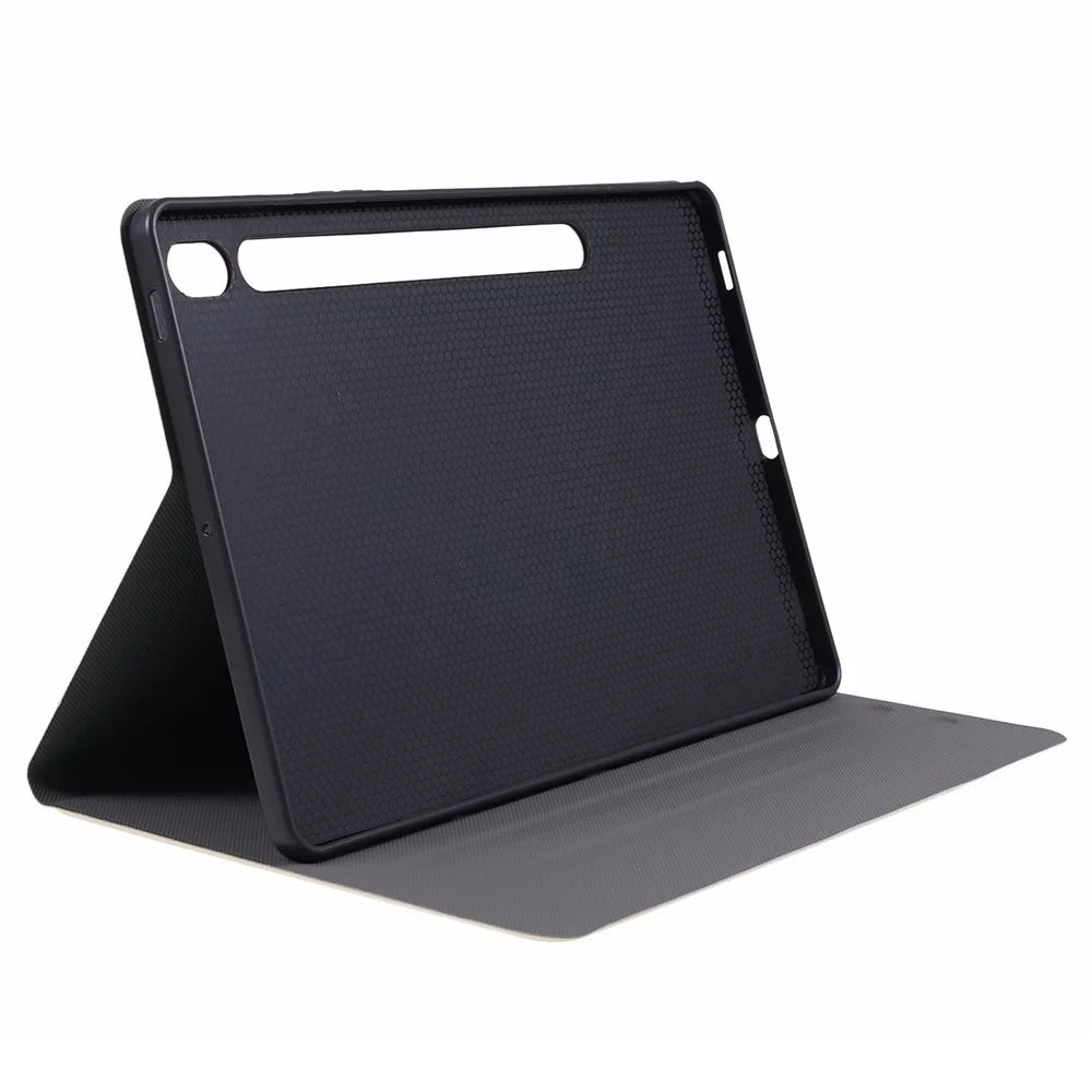 For Samsung Galaxy Tab S10 FE+ Case PU Leather Folding Stand Tablet Protective Cover - Gold - 6