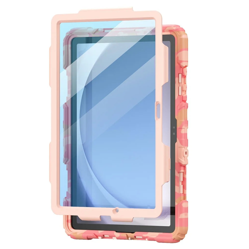 For Samsung Galaxy Tab A9+ SM-X210 / X215 / X216 / X218 Case Camo Printing PC + Silicone Tablet Cover with PET Film  /  Shoulder Strap - Pink - 2