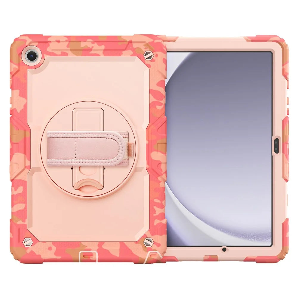 For Samsung Galaxy Tab A9+ SM-X210 / X215 / X216 / X218 Case Camo Printing PC + Silicone Tablet Cover with PET Film  /  Shoulder Strap - Pink - 3