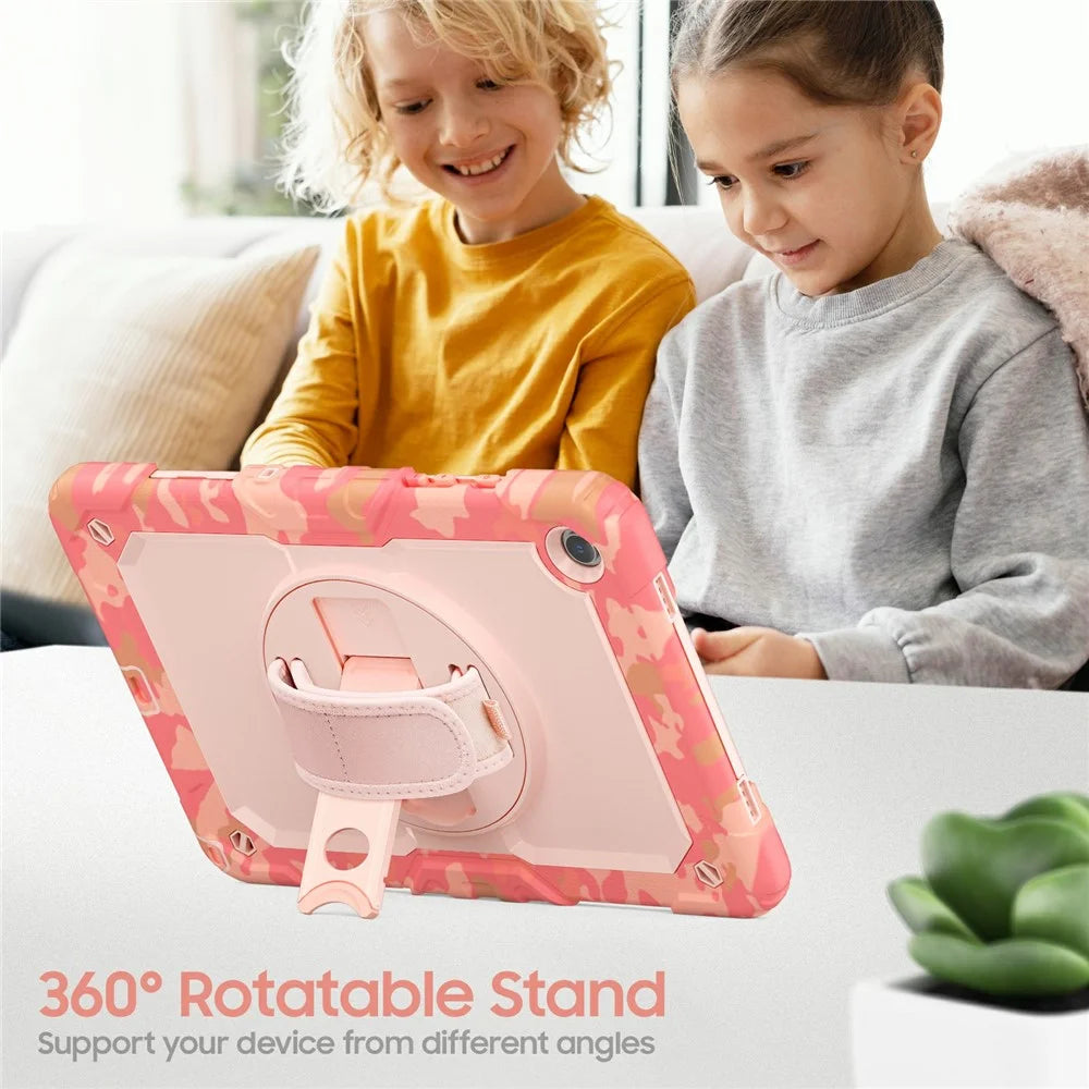 For Samsung Galaxy Tab A9+ SM-X210 / X215 / X216 / X218 Case Camo Printing PC + Silicone Tablet Cover with PET Film  /  Shoulder Strap - Pink - 5