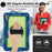 For Samsung Galaxy Tab S10 FE+ Tablet Case Silicone+PC Shockproof Cover with Kickstand Shoulder Strap - Navy Blue + Yellow Green - 2