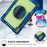For Samsung Galaxy Tab S10 FE+ Tablet Case Silicone+PC Shockproof Cover with Kickstand Shoulder Strap - Navy Blue + Yellow Green - 3