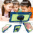 For Samsung Galaxy Tab S10 FE+ Tablet Case Silicone+PC Shockproof Cover with Kickstand Shoulder Strap - Navy Blue + Yellow Green - 5