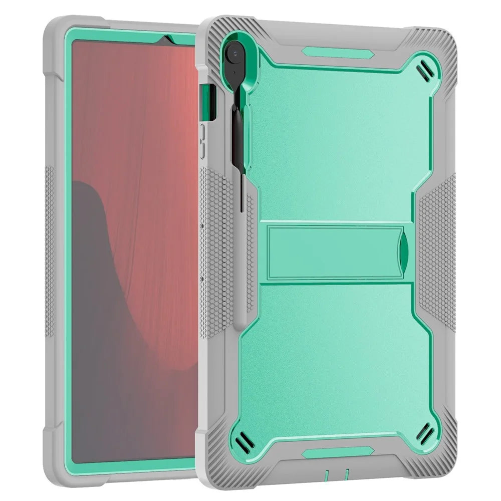 For Samsung Galaxy Tab S10 FE+ Case Kickstand Silicone + PC Impact Protective Tablet Cover - Mint Green  /  Grey - 2