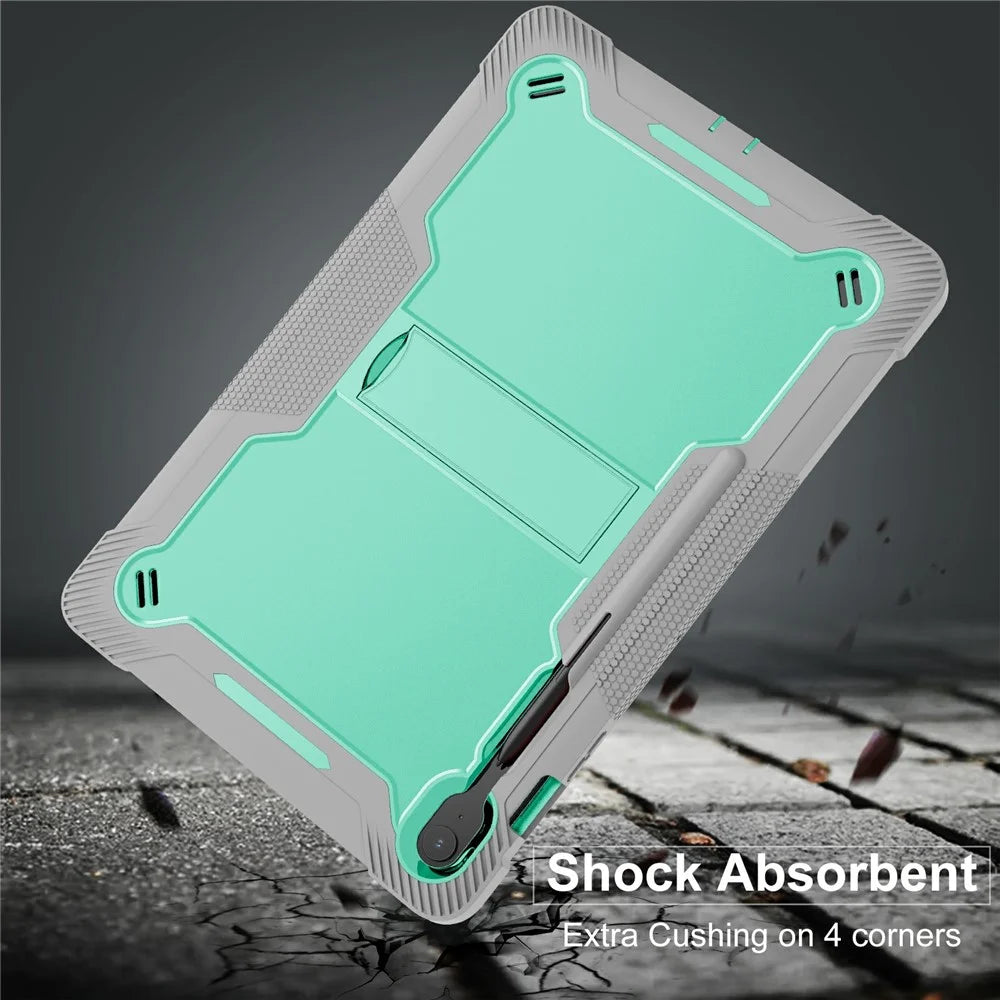 For Samsung Galaxy Tab S10 FE+ Case Kickstand Silicone + PC Impact Protective Tablet Cover - Mint Green  /  Grey - 5