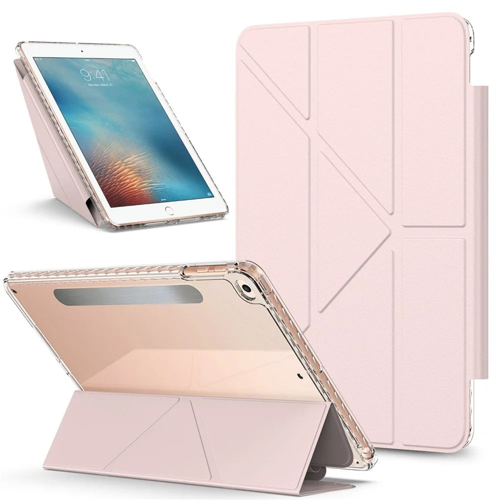 Tablet Case For iPad 9.7-inch (2018)  /  (2017)  /  Air 2  /  Air (2013) Stand Magnetic Detachable PU Leather Cover with Auto Wake  /  Sleep - Pink - 1