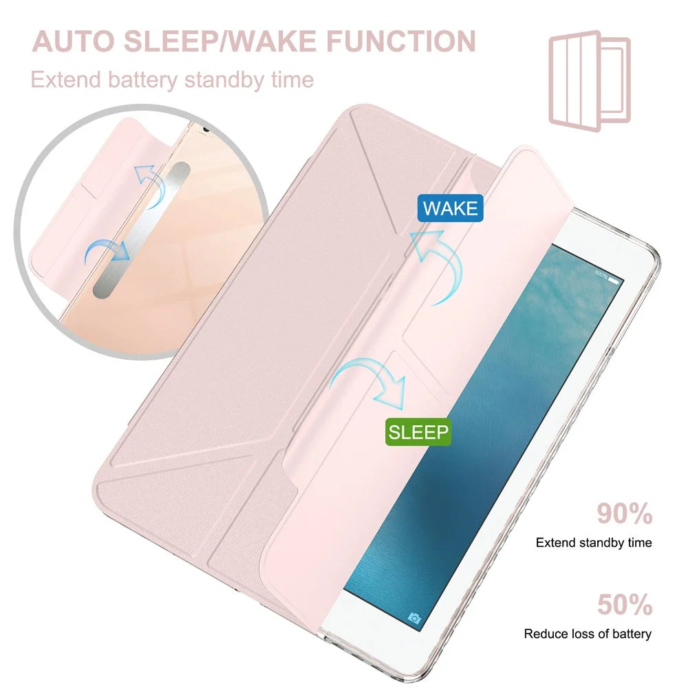Tablet Case For iPad 9.7-inch (2018)  /  (2017)  /  Air 2  /  Air (2013) Stand Magnetic Detachable PU Leather Cover with Auto Wake  /  Sleep - Pink - 3