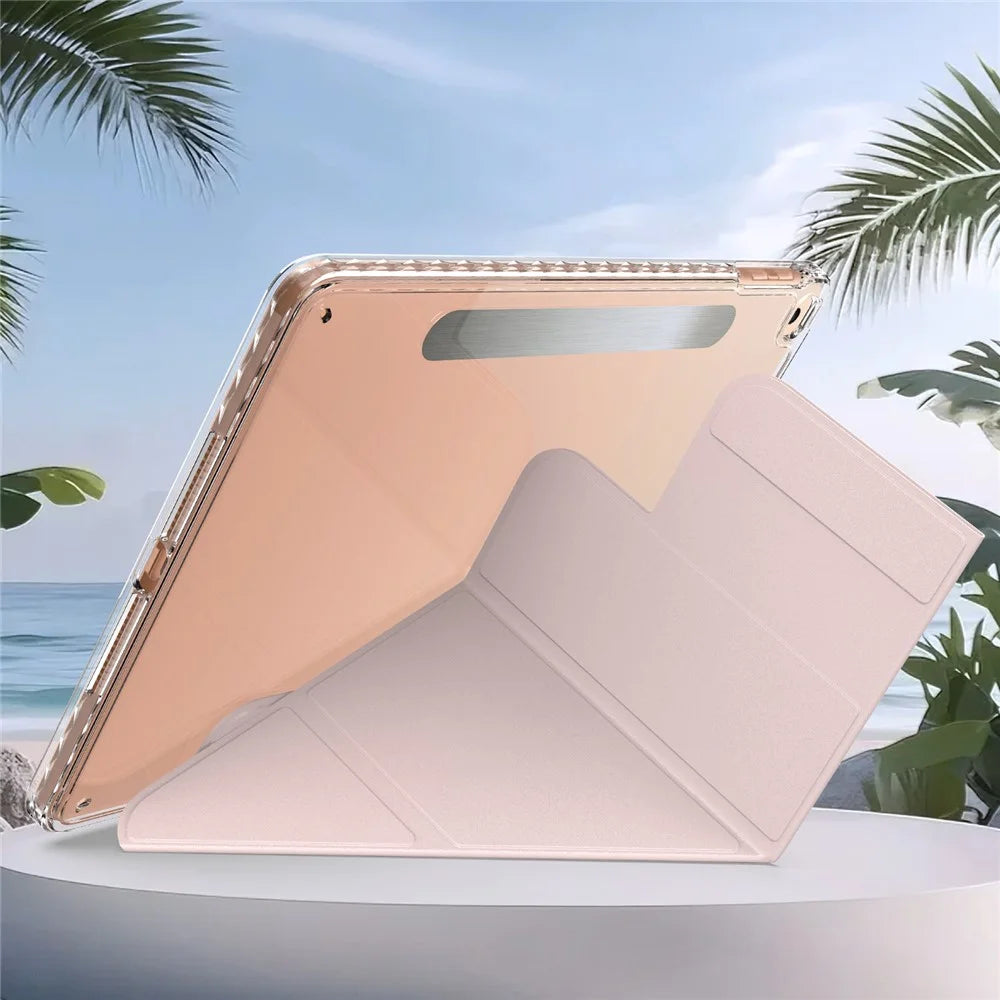 Tablet Case For iPad 9.7-inch (2018)  /  (2017)  /  Air 2  /  Air (2013) Stand Magnetic Detachable PU Leather Cover with Auto Wake  /  Sleep - Pink - 5