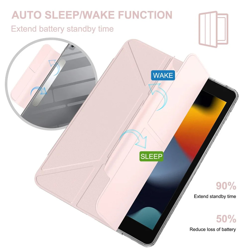 Tablet Case For iPad 10.2 (2021)  /  (2020)  /  (2019)  /  Air 10.5 inch (2019) Stand Magnetic Detachable Leather Cover with Auto Wake  /  Sleep - Pink - 3