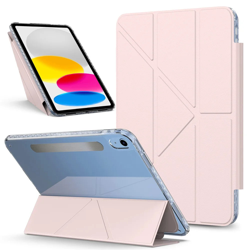 For iPad (2025)  /  10.9 (2022) Tablet Case Stand Magnetic Detachable PU Leather Cover with Auto Wake  /  Sleep - Pink - 1