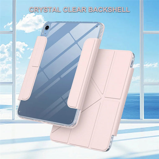 For iPad (2025)  /  10.9 (2022) Tablet Case Stand Magnetic Detachable PU Leather Cover with Auto Wake  /  Sleep - Pink - 2
