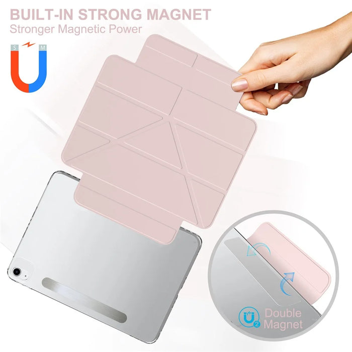 Tablet Case for iPad Air 11 (2026) / (2025) / (2024) / Air (2022) / (2020) / Pro 11-inch (2018) Magnetic Clasp PU Leather Stand Cover - Pink - 6