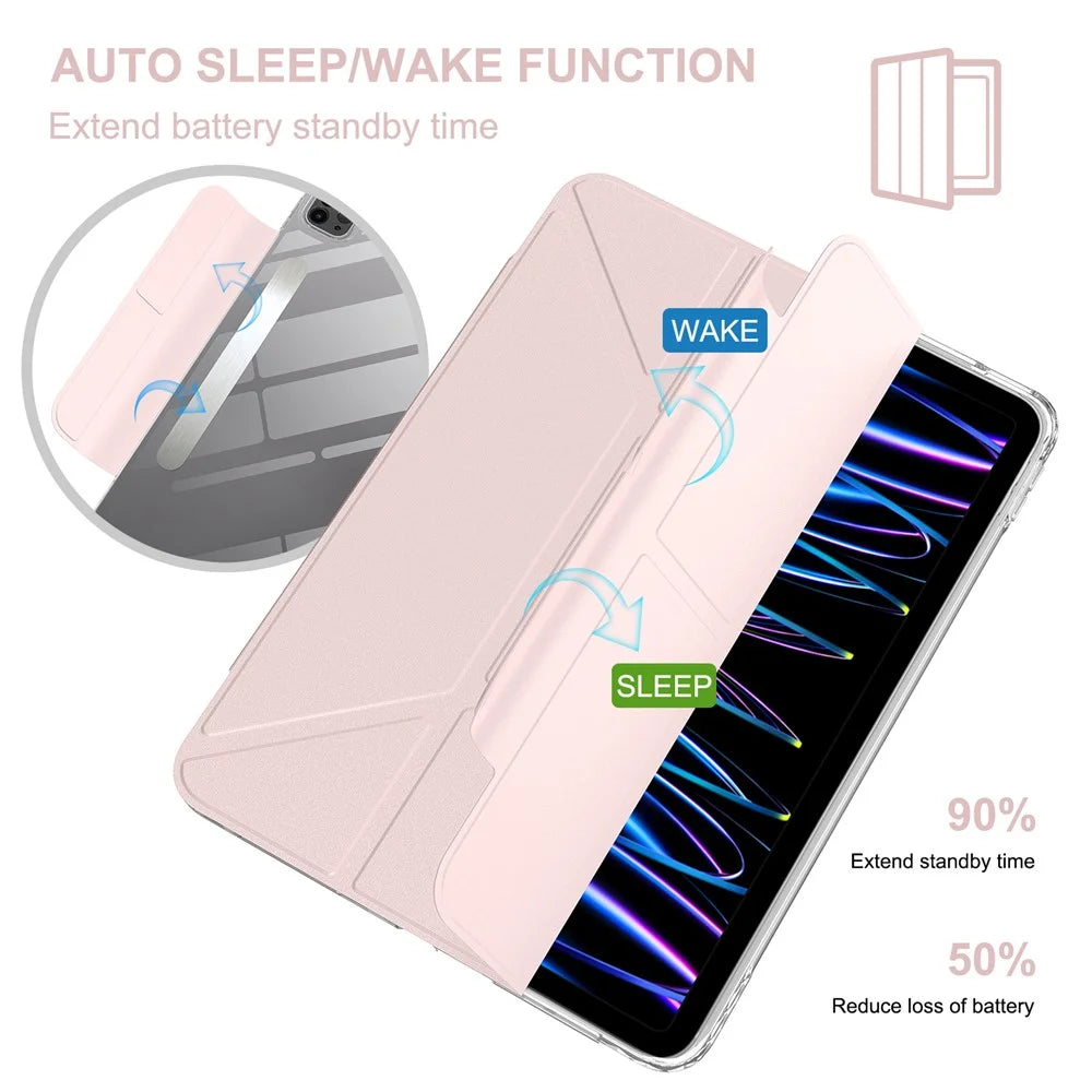 Tablet Case For iPad Pro 12.9 (2022)  /  (2021)  /  (2020) Stand Magnetic Detachable PU Leather Cover with Auto Wake  /  Sleep - Pink - 3
