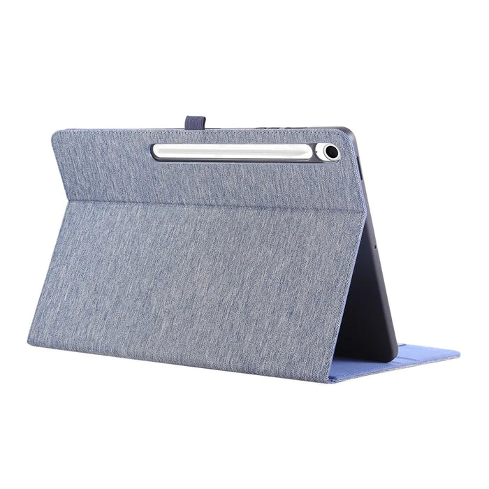 For Samsung Galaxy Tab S10 FE+ Leather Case Card Holder Cloth Texture Tablet Stand Cover - Blue - 2