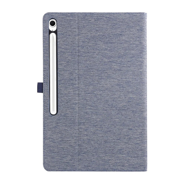 For Samsung Galaxy Tab S10 FE+ Leather Case Card Holder Cloth Texture Tablet Stand Cover - Blue - 5