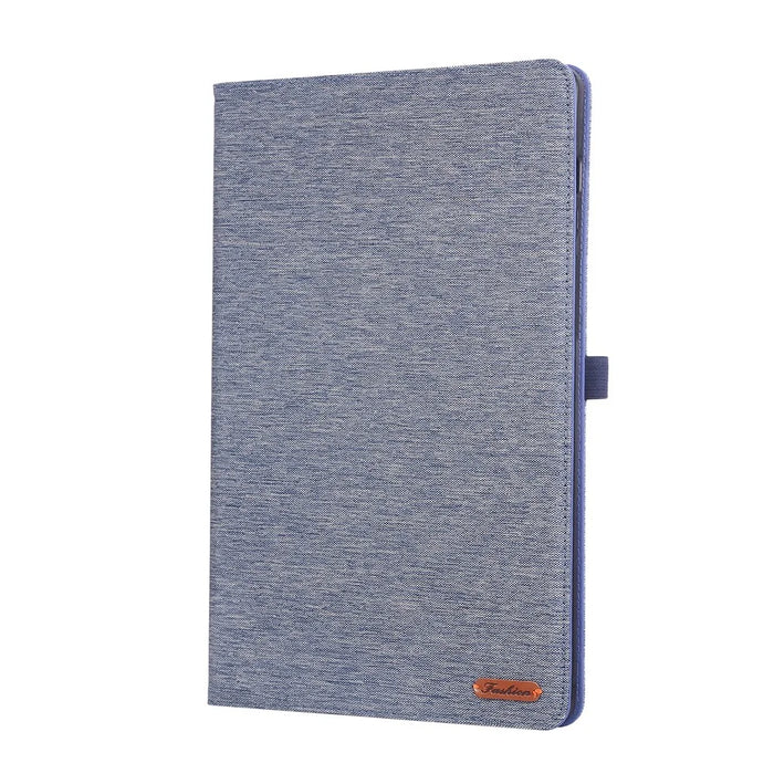 For Samsung Galaxy Tab S10 FE+ Leather Case Card Holder Cloth Texture Tablet Stand Cover - Blue - 6