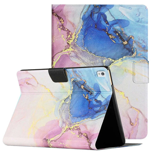 For iPad 10.2 (2021) / (2020) / iPad Air 10.5 inch (2019) Marble Pattern Printing Stand Leather Tablet Case with Card Holder and Auto Wake / Sleep - Pink Blue Marble - 1