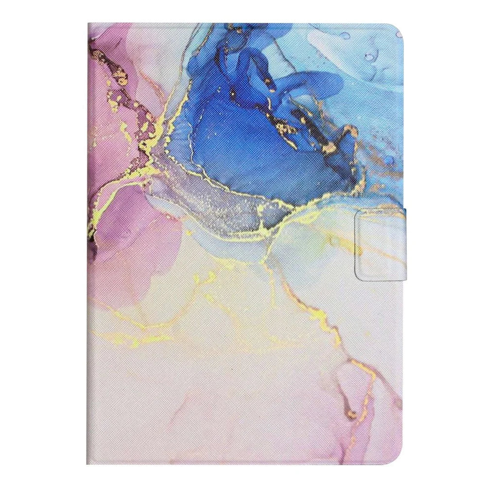 For iPad 10.2 (2021) / (2020) / iPad Air 10.5 inch (2019) Marble Pattern Printing Stand Leather Tablet Case with Card Holder and Auto Wake / Sleep - Pink Blue Marble - 6