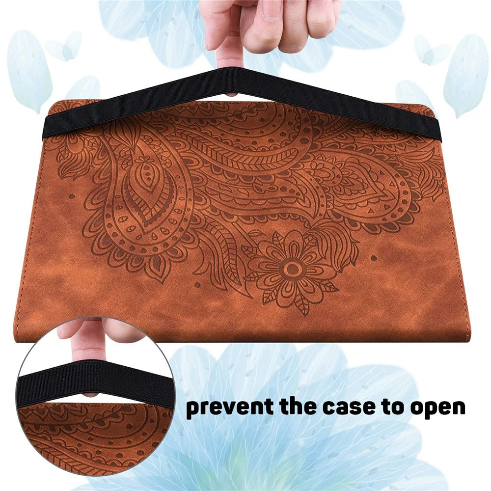 Tablet Case For Samsung Galaxy Tab S10+  /  S9 FE+  /  S9+  /  S8+  /  S7+  /  S7 FE Peacock Flower Pattern Card Holder Leather Cover - Brown - 6