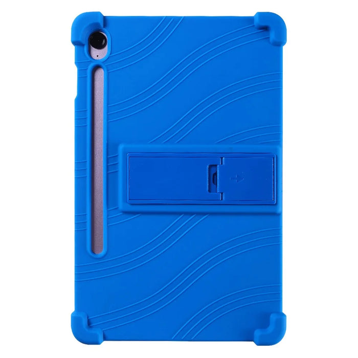 For Samsung Galaxy Tab S10 FE+ Silicone Case with Kickstand Rugged Protective Cover - Dark Blue - 2