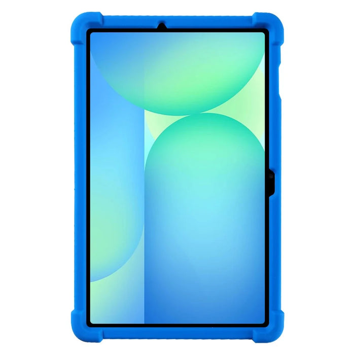 For Samsung Galaxy Tab S10 FE+ Silicone Case with Kickstand Rugged Protective Cover - Dark Blue - 4