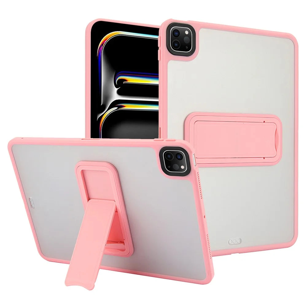 For iPad Pro 12.9 (2022) / (2021) / (2020) / (2018) Case with Kickstand TPU + PC Skin-Touch Tablet Cover - Pink - 1