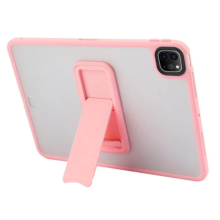 For iPad Pro 12.9 (2022) / (2021) / (2020) / (2018) Case with Kickstand TPU + PC Skin-Touch Tablet Cover - Pink - 2