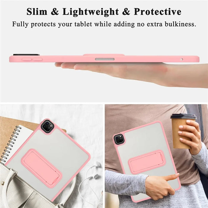 For iPad Pro 12.9 (2022) / (2021) / (2020) / (2018) Case with Kickstand TPU + PC Skin-Touch Tablet Cover - Pink - 4