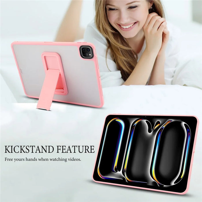 For iPad Pro 12.9 (2022) / (2021) / (2020) / (2018) Case with Kickstand TPU + PC Skin-Touch Tablet Cover - Pink - 7