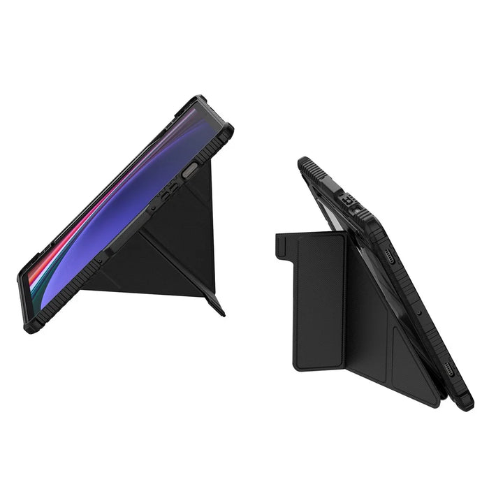 NILLKIN Bumper Leather Case Pro for Samsung Galaxy Tab S10 FE / S9 Slide Camera Lid Origami Stand Tablet Cover Auto Wake  /  Sleep - Black - 2