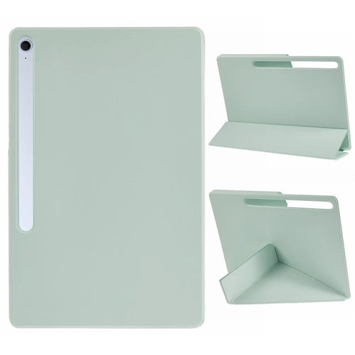 For Samsung Galaxy Tab S10 FE+ Case PC + PU Leather Origami Stand Magnetic Tablet Cover - Light Green - 1
