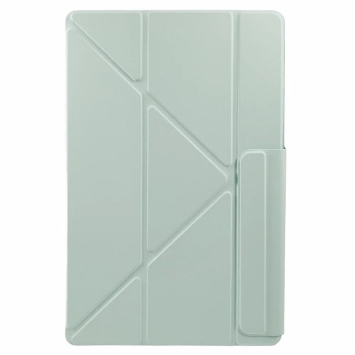 For Samsung Galaxy Tab S10 FE+ Case PC + PU Leather Origami Stand Magnetic Tablet Cover - Light Green - 7