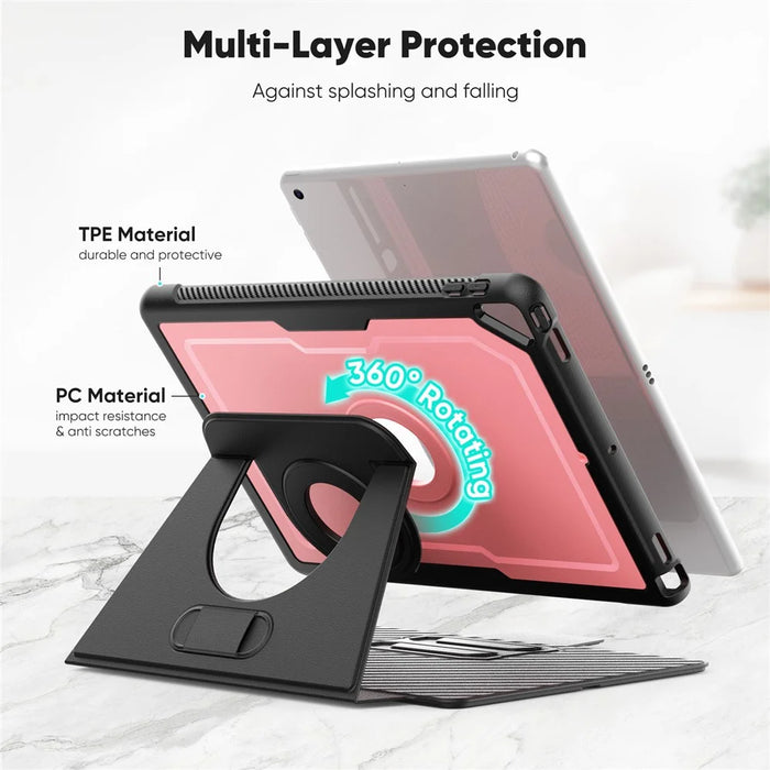 Tablet Case for iPad 10.2 (2021) / (2019) / (2020) / Pro 10.5-inch (2017) / Air 10.5 inch (2019) Detachable PU Leather Flip Cover - Pink - 7