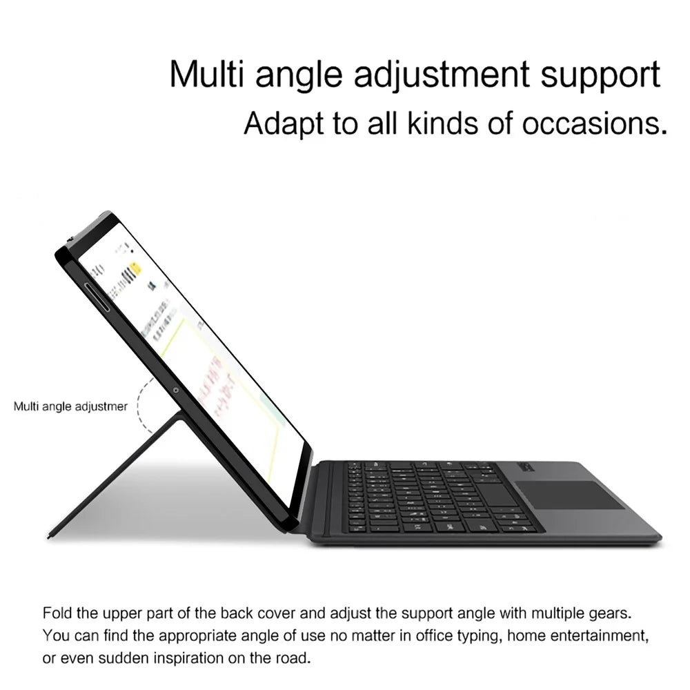 For Samsung Galaxy Tab S10 FE+ Leather Case + Touchpad Bluetooth-Compatible Keyboard (without Backlit) - 4
