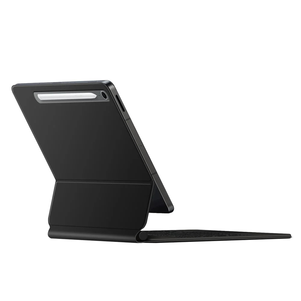 For Samsung Galaxy Tab S10 FE Floating Magnetic Bluetooth-Compatible Keyboard (German) + Leather Tablet Case - Black - 4