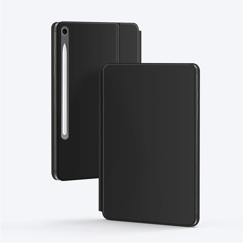 For Samsung Galaxy Tab S10 FE Floating Magnetic Bluetooth-Compatible Keyboard (French) + Leather Tablet Case - Black - 3