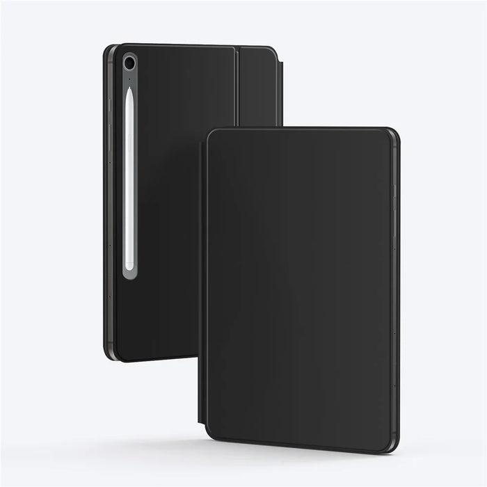 For Samsung Galaxy Tab S10 FE Magnetic Floating Bluetooth-Compatible Keyboard (Portuguese) + Leather Tablet Case - Black - 3
