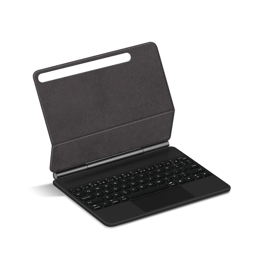 For Samsung Galaxy Tab S10 FE Magnetic Floating Bluetooth-Compatible Keyboard (English) + Leather Tablet Case - Black - 4
