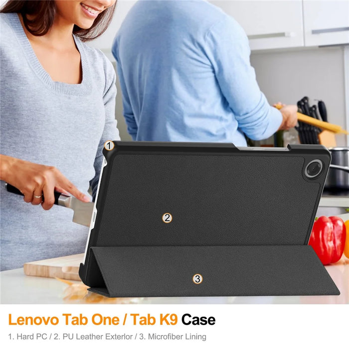 For Lenovo Tab K9  /  Tab One Case Anti-Drop Leather Stand Tablet Cover - Black - 6