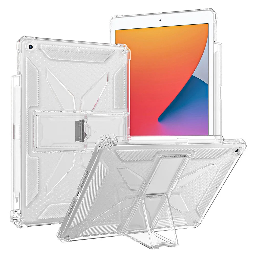 For iPad 9.7-inch (2018)  /  (2017) Clear Case Kickstand Shockproof TPU + PC Tablet Cover with Pen Slot - 1