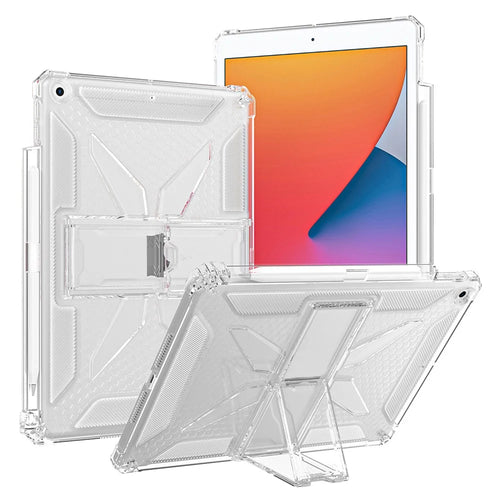 For iPad 9.7-inch (2018)  /  (2017) Clear Case Kickstand Shockproof TPU + PC Tablet Cover with Pen Slot - 1
