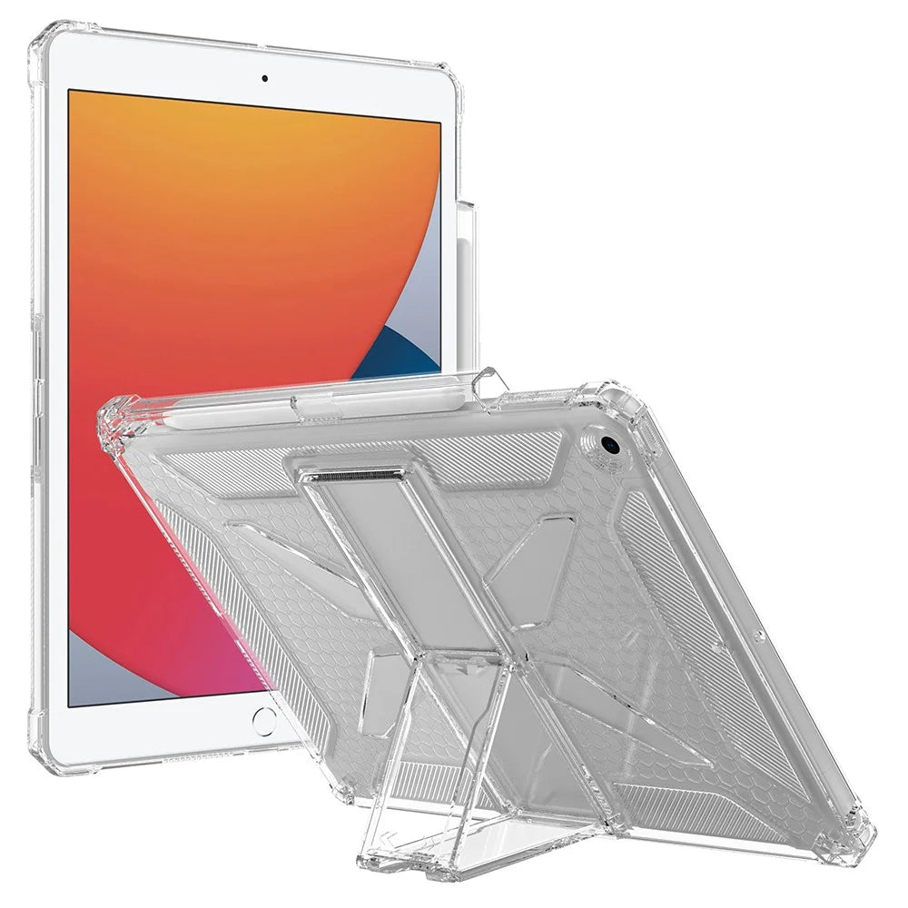 For iPad 9.7-inch (2018)  /  (2017) Clear Case Kickstand Shockproof TPU + PC Tablet Cover with Pen Slot - 3