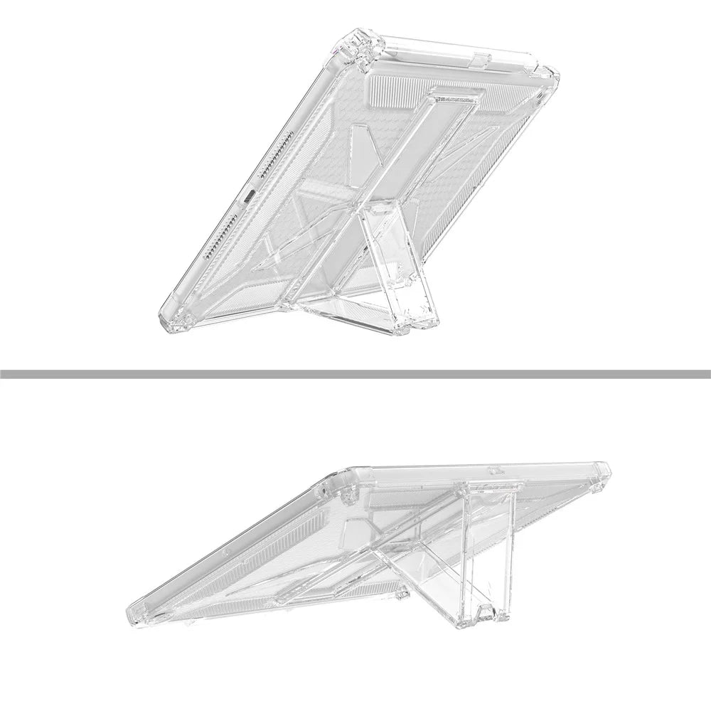 For iPad 9.7-inch (2018)  /  (2017) Clear Case Kickstand Shockproof TPU + PC Tablet Cover with Pen Slot - 4