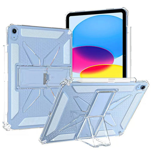 For iPad (2025)  /  10.9 (2022) Clear Case Kickstand Shockproof TPU + PC Tablet Cover with Pen Slot - 1
