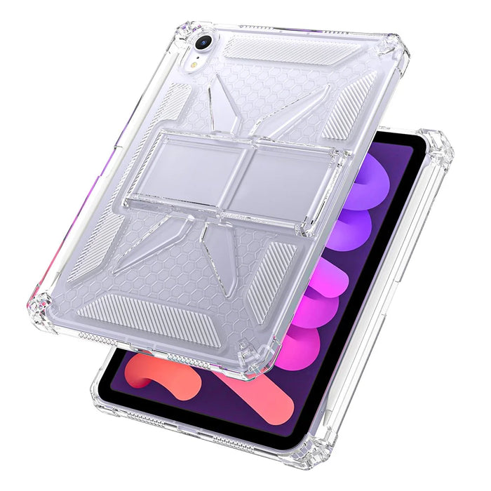 For iPad mini (2024)  /  (2021) Clear Case Kickstand Shockproof TPU + PC Tablet Cover with Pen Slot - 4