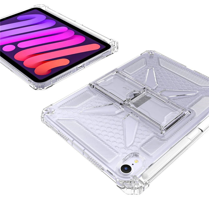 For iPad mini (2024)  /  (2021) Clear Case Kickstand Shockproof TPU + PC Tablet Cover with Pen Slot - 6